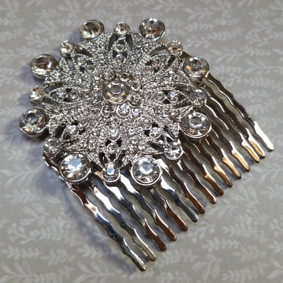 Rhinestone Hair Comb Flapper Deco Nouveau 1920's - Picture 3 of 8